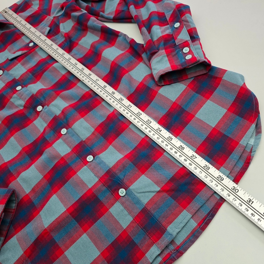 Columbia Women's High Bridge Lane EXS Plaid Button Down Flannel Shirt Red Blue L - Picture 16 of 16